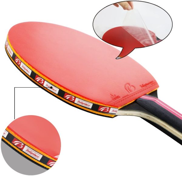 Tencoz Racchette da Ping Pong Professionale, Set da Ping Pong Portatile, 2 Racchette Ping Pong in Gomma a Doppia Faccia con Borsa, 3 Palline Ping Pong per Indoor Outdoor Tavolo da Ping Pong Gioco - immagine 2