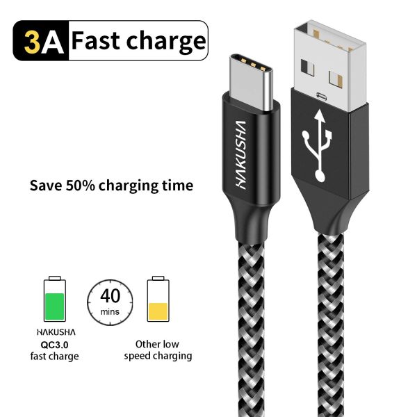 Cavo USB C, Cavo USB Tipo C [2M] Nylon Intrecciato Cavo Caricabatterie Ricarica Rapida per Samsung S8 S9 S10 A30 A40 A50 A70 A20e,Huawei P9 P20 P10 P30,Xiaomi Mi 9 Mi A2 Mi 8,Sony,Gopro,OnePlus - immagine 5