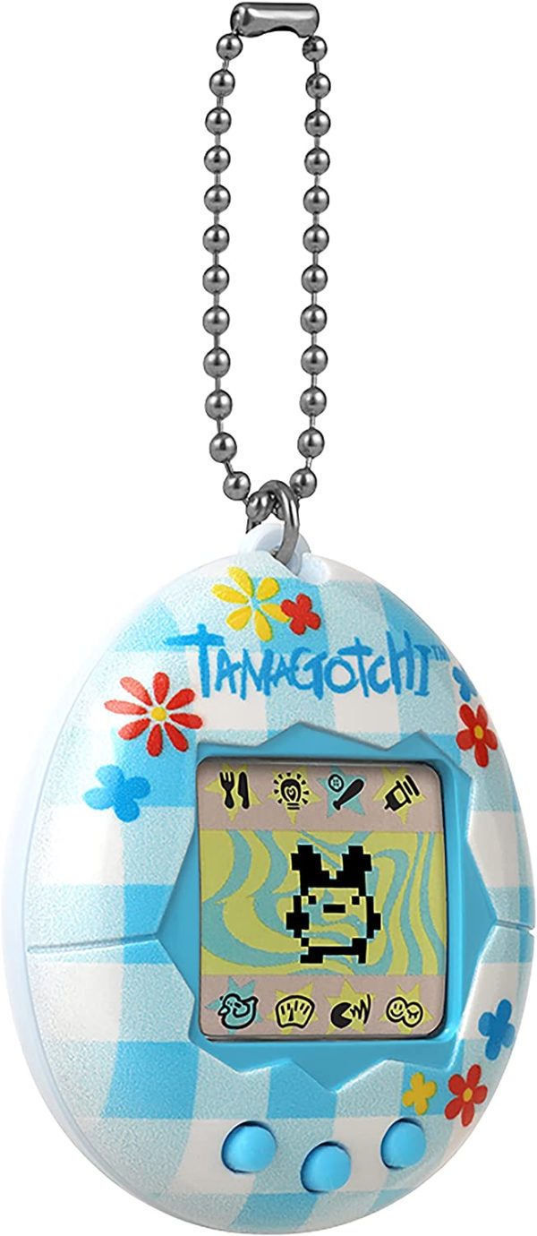 TAMAGOTCHI- Bandai, Gen 2, Conchiglie Floreali a Quadretti con Catena, l'animale Domestico Originale di Realt?? virtuale, Multicolore, 42880 - immagine 3