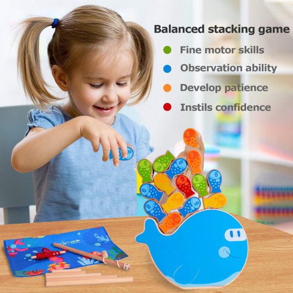 rolimate Gioco di Pesca Magnetico Giocattolo Impilabile in Legno, 4 in 1 Giochi Montessori Stacking Gioco dell Equilibrio, Giochi per attivit?? Motorie Miglior Regalo per 3 4 5+ Anni Ragazzo Ragazza - immagine 6