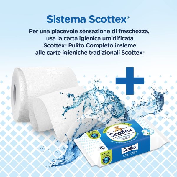 Scottex Pulito Completo, Carta Igienica Umidificata, 12 Confezioni da 42 Salviette