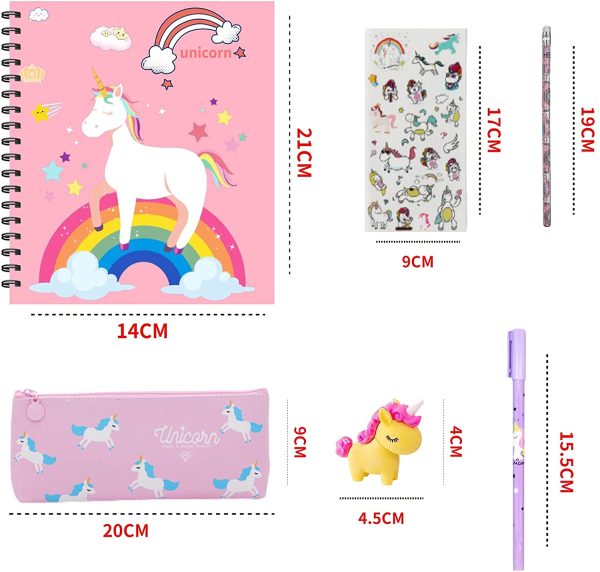 33pcs Cancelleria per Unicorno, Set Regalo Ragazza Unicorno, Unicorno Regalo Bambina, Unicorno Penne e Matite e Borsa di Cartoleria e Astuccio e Unicorno Taccuino e Set Adesivo Unicorno - immagine 8