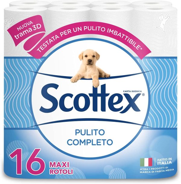 Scottex Pulito Completo Carta Igienica, Confezione da 16 Rotoli Maxi - immagine 5