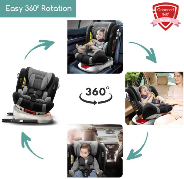 Babify Onboard Seggiolino Auto Girevole 0-36kg, 360??, Isofix