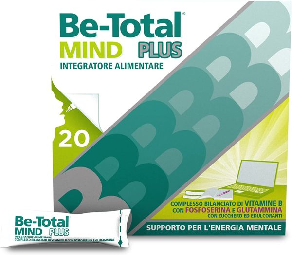 Be Total Mind Plus, Integratore Alimentare di Vitamine B con Fosfoserina e Glutammina, contro la Stanchezza Mentale, Ideale per Adulti e Bambini 6+, Senza Glutine e senza Lattosio *, 20 bustine - immagine 2