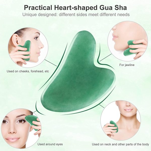 Gua Sha Jade Guasha Viso Pietra di Giada Naturale Fatto a Mano Massaggio Viso Rassodare La Pelle Antiet?? e Riduzione Delle Rughe Su Viso e Collo - immagine 5