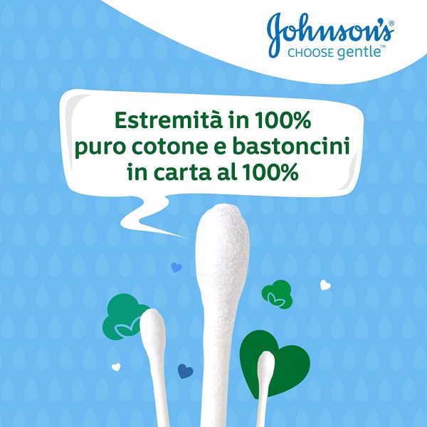 Johnson's Cotton Fioc, Baby Bastoncini Morbidissimi, Cotone - 100 Pezzi