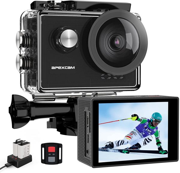 4K 60FPS EIS Action Camera WiFi 20MP Sport Camera Ultra HD Fotocamera Impermeabile 40M Sott'acqua Regolabile Grandangolare Mic Esterno Con Telecomando 2x1350mAh Batterie e Accessori - immagine 2