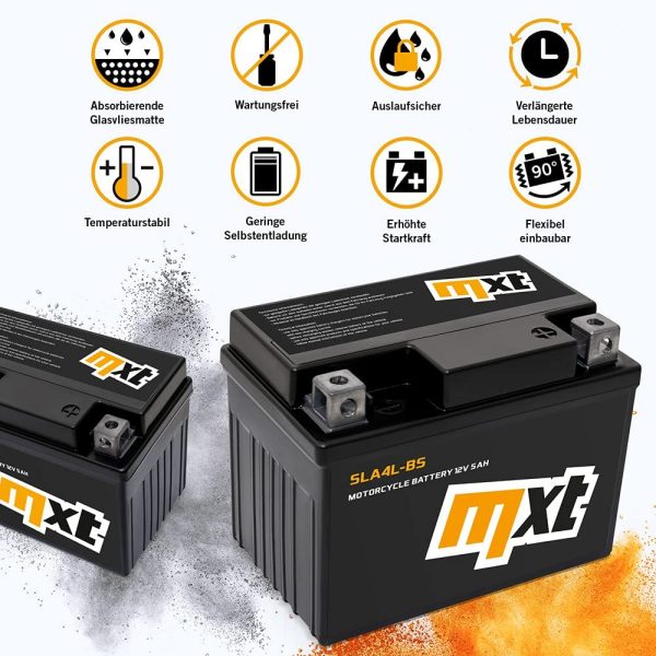 SLA4L-BS Scooter Batteria 12V 5Ah Sigillato Esente Precaricato Sigillato Esente da Manutenzione simile a YTX5L-BS YB4L-B YTX4-BS