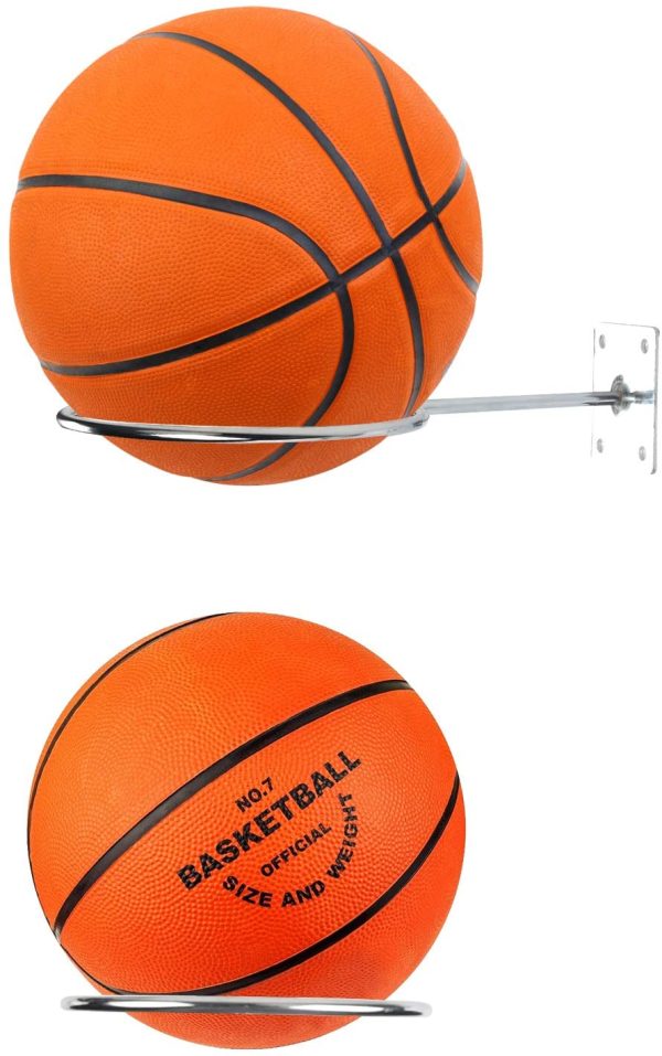 TAZEMAT 2 PCS Supporto Pallaone da Pallacanestro Calcio Pallone Pallavolo Supporto della Parete Mensola di Stoccaggio Calcio Basket Espositore Palestra Esercizio Fisico Durevole - immagine 4