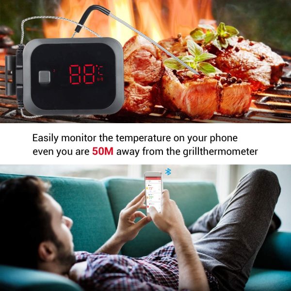 Inkbird IBT-2X Bluetooth Termometro Digitale Barbecue Termometro e Timer con Sonda di Temperatura per Carne Grigliate BBQ Fumatore Forno di Cottura 2 Sensori