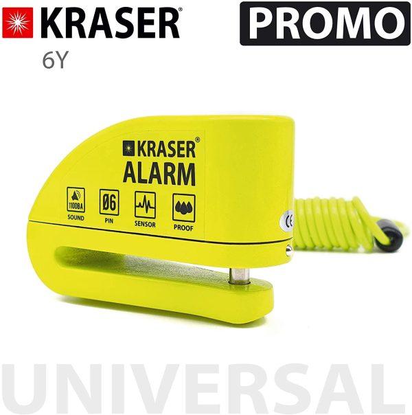 KRASER 6Y Antifurto Moto Allarme Lucchetto Bloccadisco Certificazione, Reminder Cavetto + Borsa Trasporto, Blocco Disco Avviso Universale Motocicletta Scooter Bicicletta Monopattino Elettrico, 110dB - immagine 4