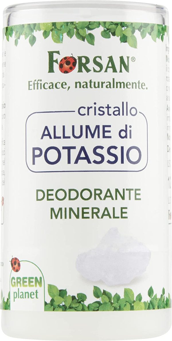 Forsan, Cristallo Allume di Potassio, Deodorante Minerale, Deodorante di Origine Naturale e Senza Profumo, Non Unge e Non Macchia, Previene la Sudorazione e il Cattivo Odore, 120 g - immagine 3