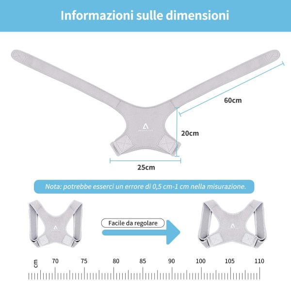 Correttore di Postura ANOOPSYCHE Correttore Posturale Traspirante Regolabile, Fascia Posturale Spalle e Schiena per Donna e Uomo e Adolescenti, Posturale Correzione per Alleviare il Dolore - immagine 5