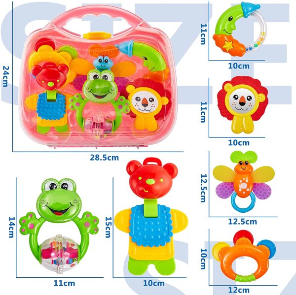 HERSITY Sonaglio Neonato, Giochi Neonato 3-6 Mesi Set Massaggiagengive, Giocattoli Dentizione Gengive Bimbi Baby Rattle Musicale Bambini Regalo - immagine 3