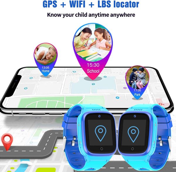 4G Smartwatch Phone per Bambini GPS Tracker, Impermeabile Watch con Posizione in Tempo Reale WIFI Videochiamata Pedometro Geofence SOS Anti-Perso orologio Regalo per Ragazzi e Ragazze - immagine 2