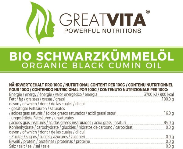 MeaVita Olio di cumino nero biologico MeaVita, pressato a freddo, 1 confezione (1 x 500ml) - immagine 5