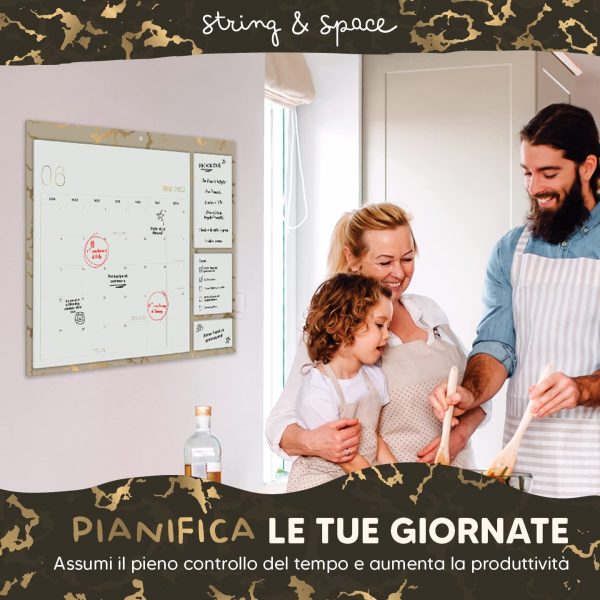 Calendario Famigliare 2022, Oro - Formato Mese, Agenda Famigliare con 3 Foglietti Adesivi - Da Parete o Frigorifero, Organizer per Casa o Cucina - Formato Mese a Dicembre 2022, 30x40 cm - immagine 5