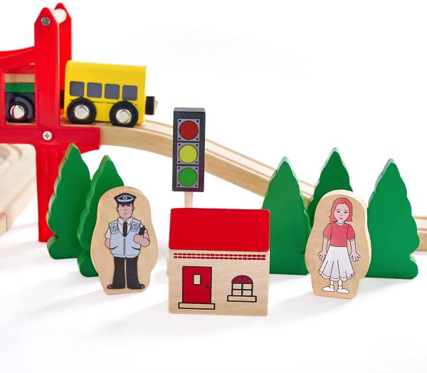 Tiny Land Pista Treno in Legno, Set Ferrovia in Legno (39 pcs) - immagine 5