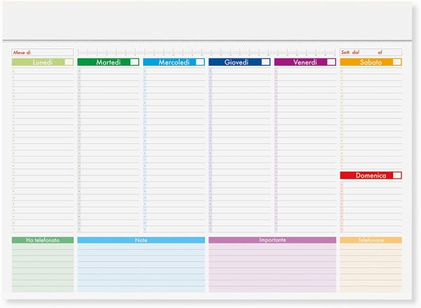 Planning sottomano da Tavolo 52 fogli - Formato A4 PICCOLO funzionale - misure 29,6 x 21,5 cm - Planner Settimanale - Organizer a strappo - Agenda appuntamenti ed impegni Perpetuo senza data