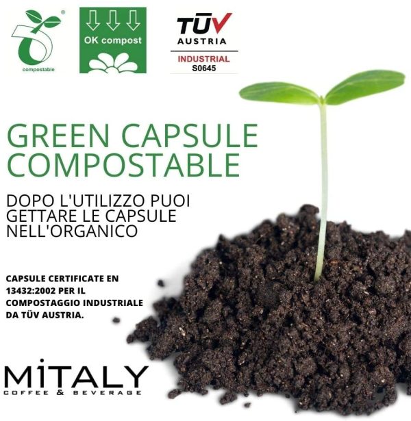 MITALY Espresso Delicato, 100 Capsule Compostabili, 10 Astucci x 10 Capsule Compatibili Nespresso?*, Capsule caff?? 100% Compostabili, Eco-Friendly, Con Caff?? Arabica di Alta Qualit?? - immagine 7