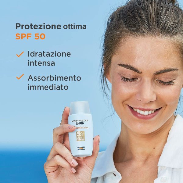 ISDIN Fotoprotector Fusion Water SPF 50 50ml | Fotoprotettore viso per uso quotidiano | Texture ultraleggera - immagine 8