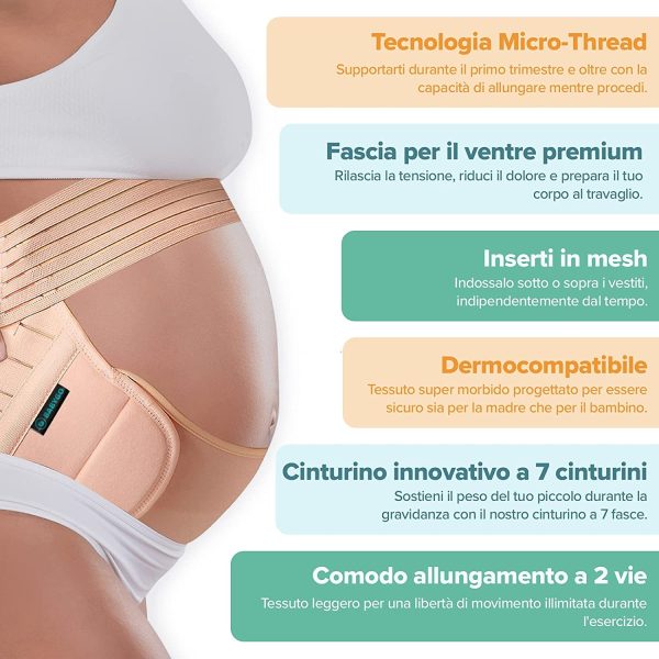 BABYGO 4-1 Cintura di maternit??, Sostegno Gravidanza, Supporto Premaman, Fascia per la Pancia di Post Parto - per Dolore alla Schiena, Bacino, Pelvico, Sciatica, Sinfisi Pubica + E-Book di Gravidanza - immagine 3