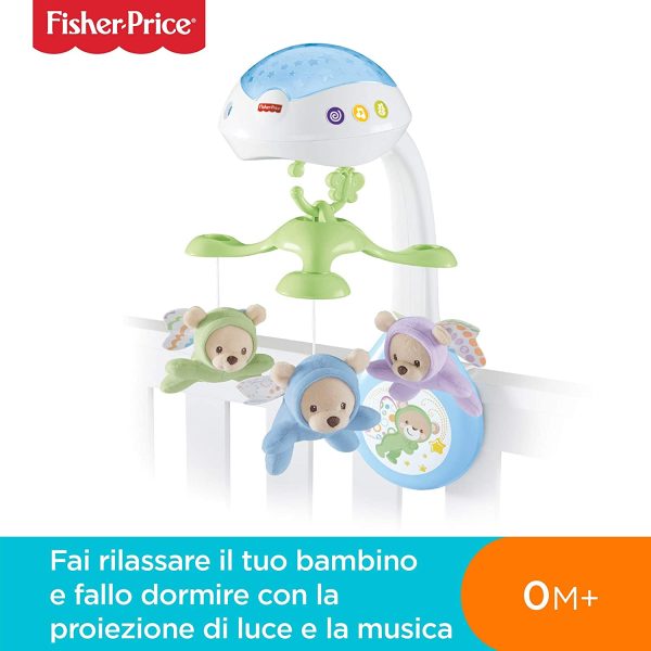 Fisher-Price Farfalla 3 in 1 Proiettore Mobile - Giocattolo per Culle e Lettini con Suoni e Luci - 3 Orsetti - Regalo per Bambini 0-5 Mesi - immagine 4