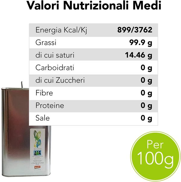 Villa Pontina Cibocrudo Olio Extravergine Di Oliva Biologico Spremuto A Freddo, Crudo, Italiano, Valori Nutrizionali E Propriet?? Naturali Intatte, Esalta I Sapori, Marchio ?C 3 Lt - immagine 3