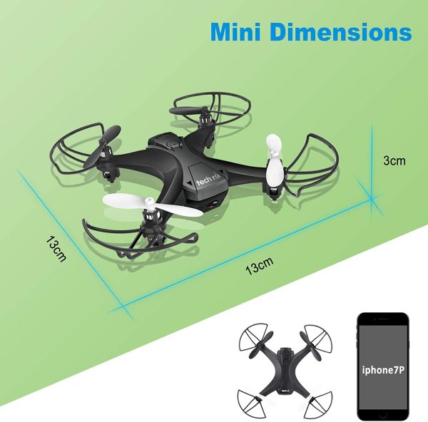 tech rc Mini Drone con Telecamera HD con Due Batterie Funzione di Sospensione Altitudine Un Pulsante di Decollo/ Atterraggio ,modalit?? Senza Testa Protezioni 360??per Bambini e Principianti Buon Regalo - immagine 8