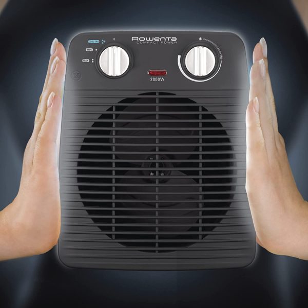 Rowenta SO2210 Compact Power Termoventilatore Potente e Compatto, Riscalda e Raffredda Gli Ambienti, Ottimo per Qualsiasi Stagione, 2000 W, 220 V, Nero - immagine 3