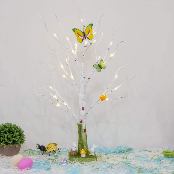 Albero di Pasqua Bianco con Coniglietto, a Batteria con Ramo Luminoso, Albero Luminoso per Bambini fissato Regalo di Pasqua all'Interno (60 cm/24 LED) - immagine 9