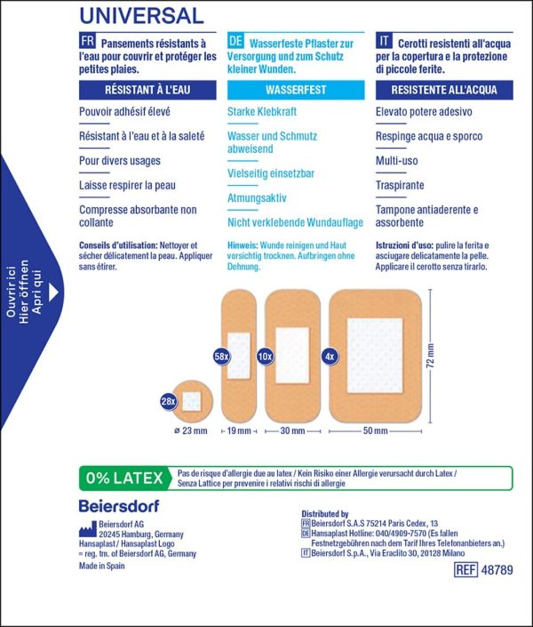Hansaplast Cerotti Universal Assortiti 100 Pezzi, Resistente all'Acqua - immagine 2