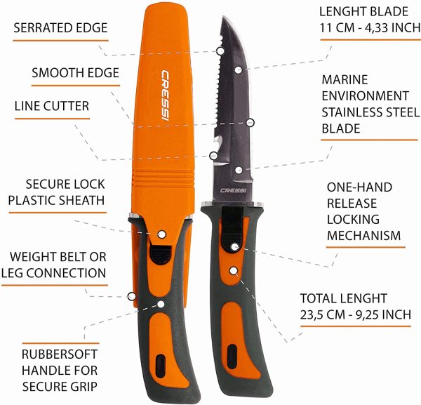 Cressi Vigo Knife - Coltello Professionale Subacqueo per Immersioni e Apnea - immagine 3