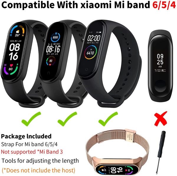 Cinturino per Mi Band 6 Cinturini Metallo in Acciaio Inossidabile Bracciale di Ricambio Braccialetto da Polso Sostitutivo Wristband Cinturini Mi Band 5/4 - immagine 2