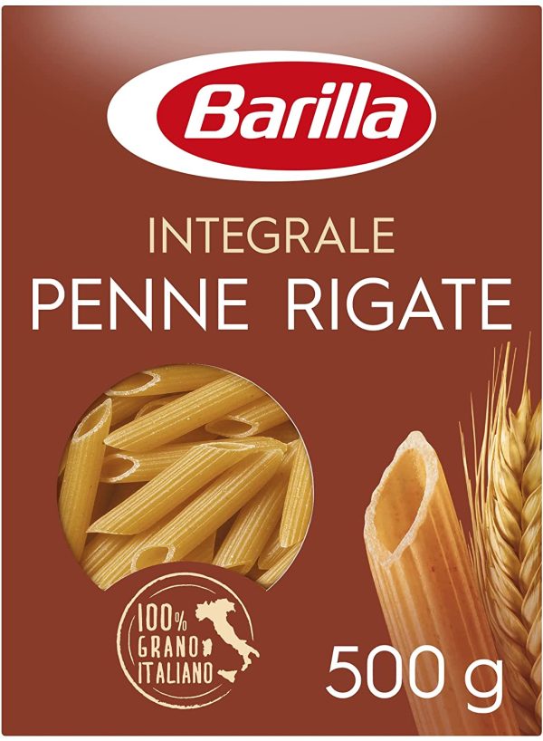 Barilla Pasta Penne Rigate Integrali, Pasta Corta di Semola Integrale di Grano Duro - 500 g