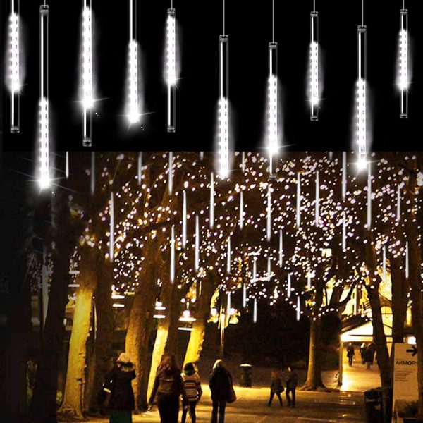 Meteor Shower Lights - Lampada a pioggia con 8 tubi da 50 cm, 288 LED, impermeabile - immagine 4