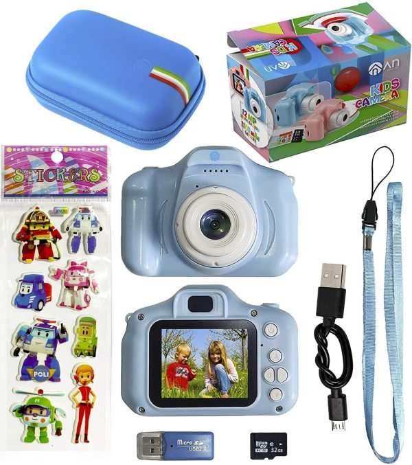 An ShopTo Macchina Fotografica Bambini Fotocamera Bambina e Bambino Azzurra 20Mp Micro SD 32gb Borsa Custodia in Gomma Antiurto Impermeabile Zoom 8X Idea Regalo di Compleanno da 2 a 8 Anni - immagine 3