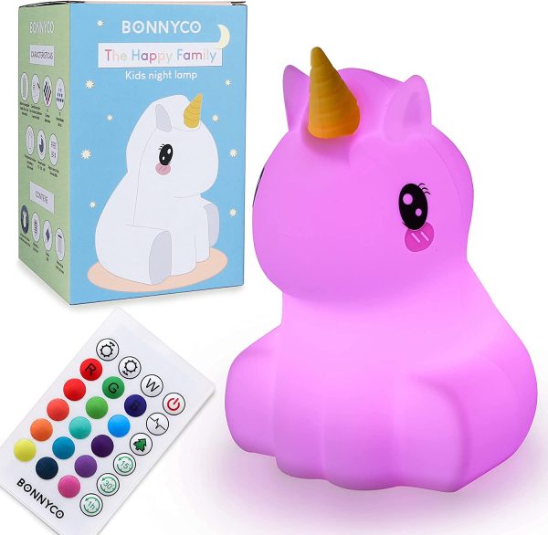 Luce Notturna Bambini con Telecomando e Sensore Tattile 16 Colori -  | Lampada Notturna per Bambini con Timer | Lucina Notturna Bambini Silicone BPA Free | Unicorno Lampada Bambini Notturna - immagine 4