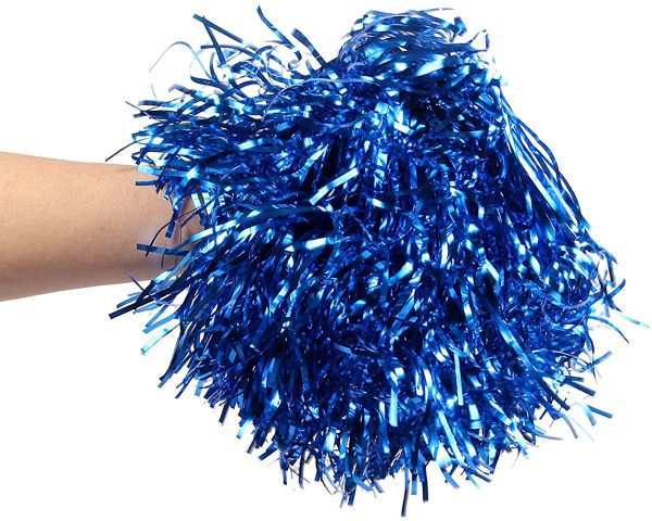 Alsino 2 pompon per danza metallica, con glitter luccicanti, pompon da cheerleader - immagine 2