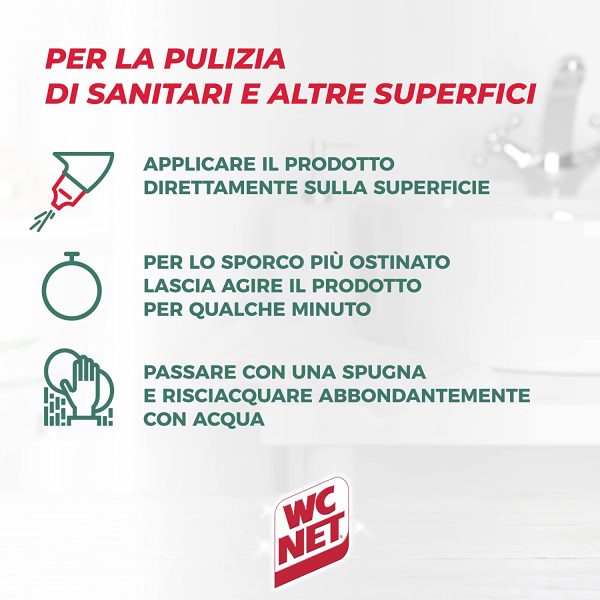 Wc Net - Candeggina Gel Extra White, Detergente per Sanitari e Superfici, Fragranza Ocean Fresh, 700 ml x 3 Confezioni - immagine 4