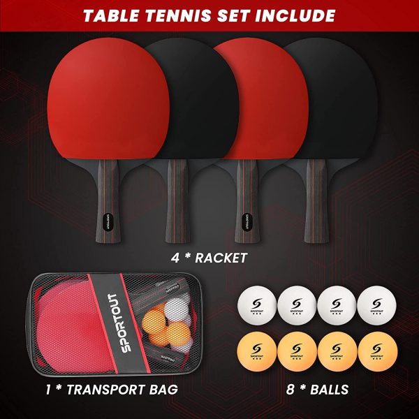 Set da Ping Pong,Professionale Tennis da Tavolo Racket Set con 4 Pagaia da Ping Pong, 8 Palline da Ping Pong - immagine 6