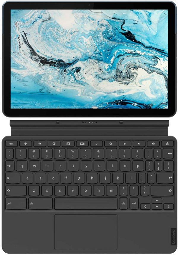 IdeaPad Duet Chromebook 2-in-1 - Display 10.1'' Full HD (Processore MediaTek P60T, Storage 128GB, RAM 4GB, Wi-Fi+Bluetooth, ChromeOS)  Keyboard, Blu Ghiaccio/Grigio Ferro [CB]