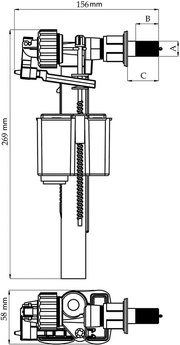 Valvola di Riempimento Universale per WC di Risciacquo 3/8 Ugello in Ottone, Valvola a Galleggiante per lo Sciacquone, Gratis Filter, 5 Anni di Garanzia del produttore - immagine 3