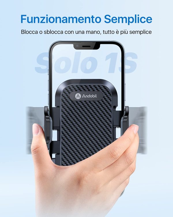 andobil Supporto Cellulare Auto [Stabile e Antiurto] Design Brevettato con Clip Girevole a 360?? Porta Cellulare da Auto per Tutti Gli Smartphone, ad esempio iPhone Samsung Huawei Realme Xiaomi