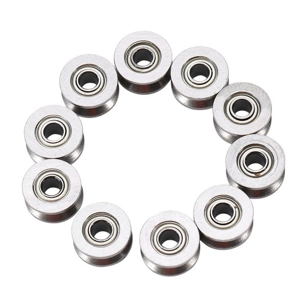 Akozon UCuscinetto a Gola 10 pz U624ZZ U Cuscinetto A Sfera Acciaio In Miniatura Guida U-groove Puleggia Rail Cuscinetto A Sfere Doppio Scudo 4 * 13 * 7mm - immagine 3