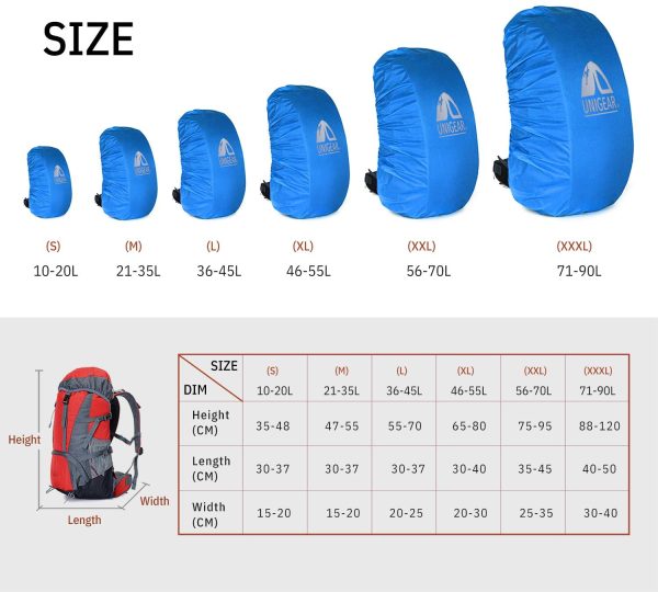 Unigear Coprizaino Antipioggia, Parapioggia per Zaino Stoccaggio Monopezzo con Copertura a Zaino con Fibbia Regolabile per L'escursionismo, Viaggio, Vampeggio - immagine 2