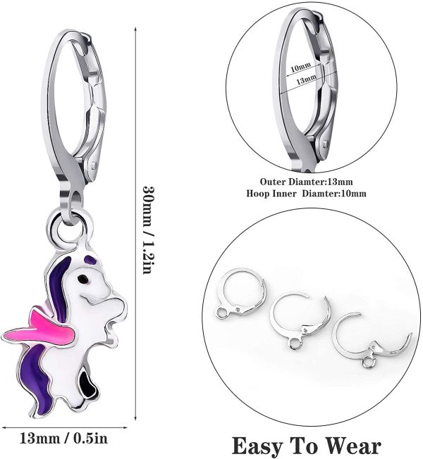 16 Paia Orecchini Bambina Anallergici Gioielli Carini Orecchini a Cerchio Piccoli Con Pendenti Unicorno Panda Corona Cuore Sirena Set Orecchini Bimba con Scatola Regalo per Bambina Ragazza