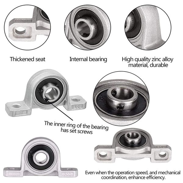 4 Pezzi Cuscinetto a Sfere Autoallineante con Foro da 10 mm, Sfera Montato Pillow Block Bearing Inserire, Kit di Accessori per Blocco Cuscino per Sostituzione Stampante 3D, KP000 - immagine 3