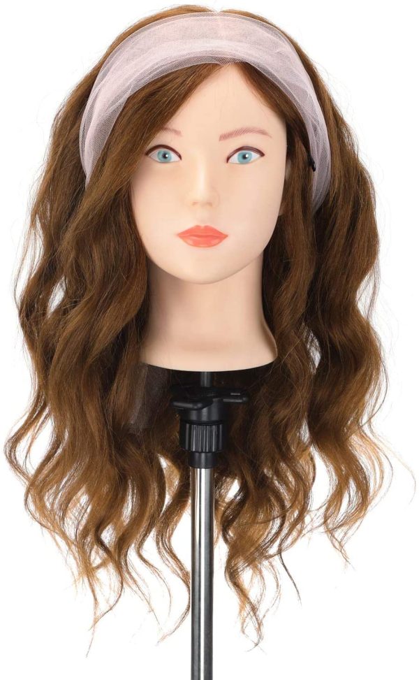 Neverland 22"80% Real Hair Training Head Parrucchiere Styling Head Cosmetology Manichino Manichino Testa di bambola Morsetto da tavolo gratuito - immagine 7